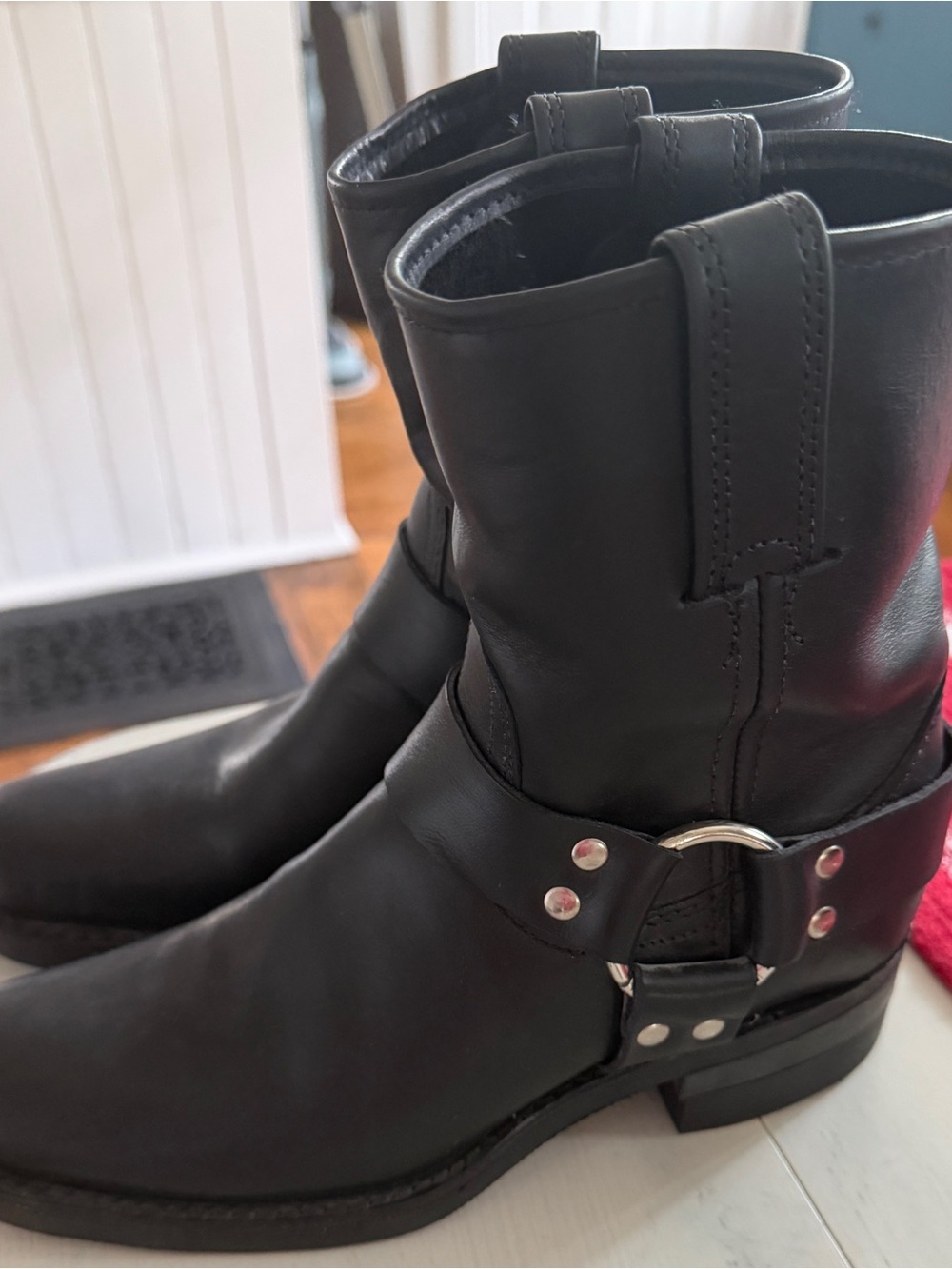Frye brand Black Leather Harness Boots